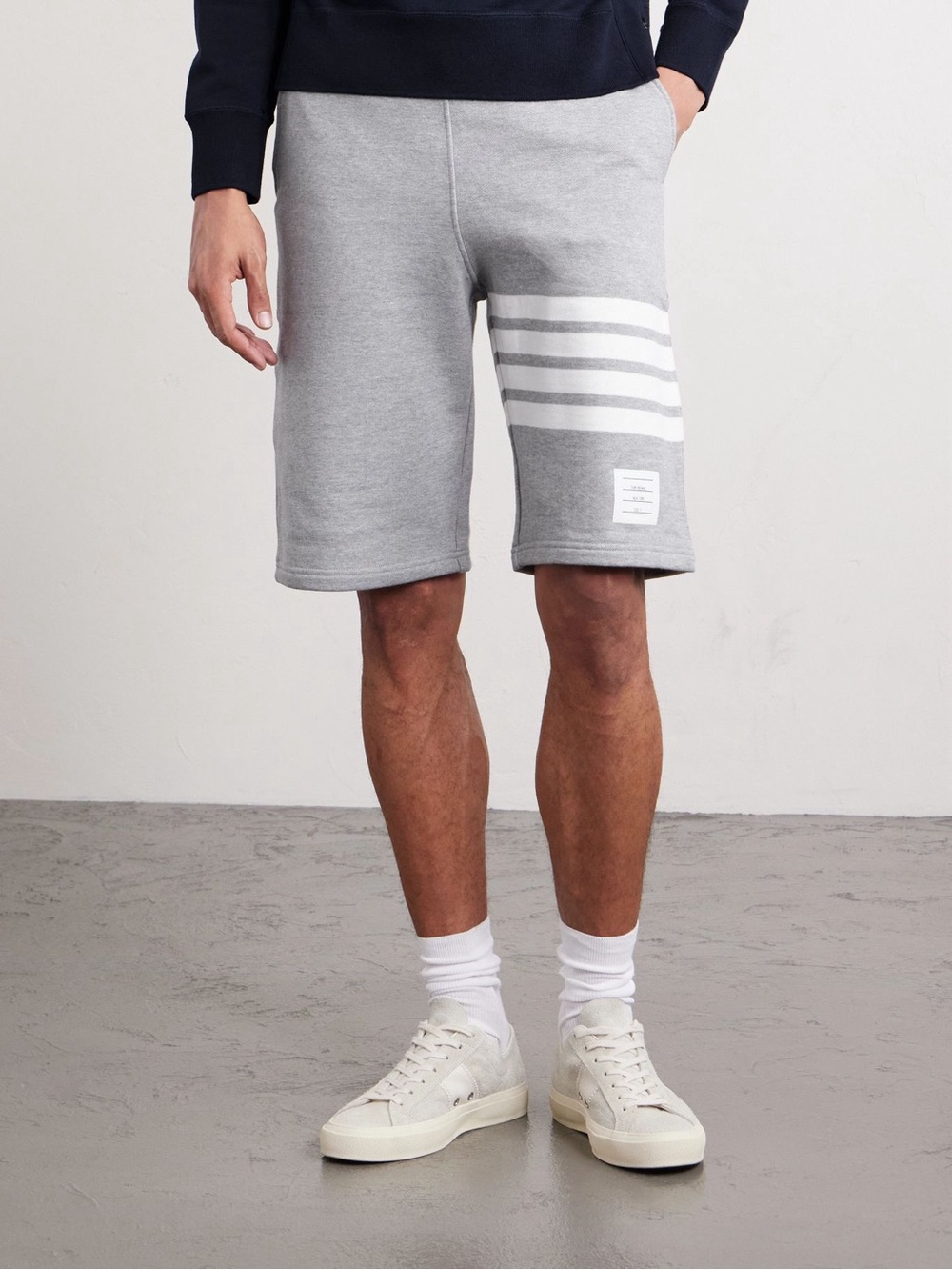 Thom Browne Four Bar Sweat Shorts Grey Medium Cotton Unisex Men Women Drawstring
